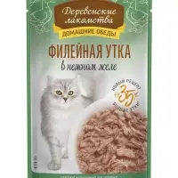 Влажный корм для кошек &laquo;Деревенские лакомства&raquo;, филейная утка в нежном желе, пауч, 70 г