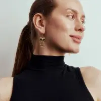 Серьги металл Art совушка, чёрные в чернёном золоте