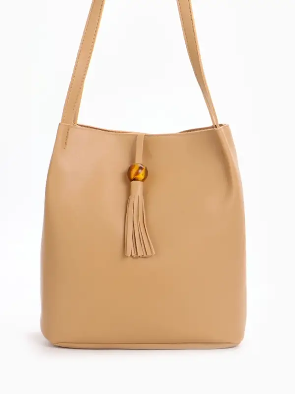 Сумка - мешок женская на магните, 25&times;10&times;26 см, бежевая