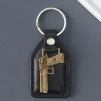 Кожаный брелок для ключей на кольце &laquo;Пистолет&raquo;, (кожзам), 6.8&times;3.8 см