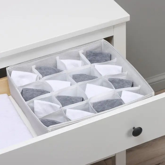 Органайзер для хранения белья LaDо́m, 16 ячеек, 32&times;32&times;12 см, серый