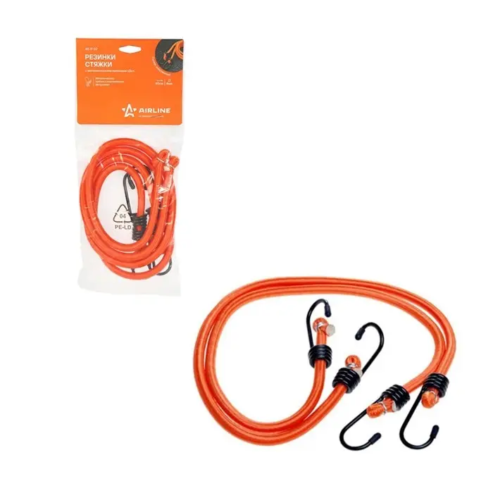 Резинка для крепления багажа Airline, 80 см, d8 мм, металлические крючки, набор 2 шт Резинка для крепления багажа Airline, 80 см, d8 мм, металлические крючки, набор 2 шт