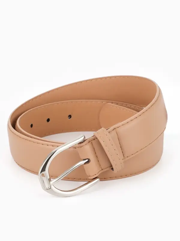 Ремень женский, 3.5&times;110 см, 1 прокол, серебристая пряжка, без винта, бежевый