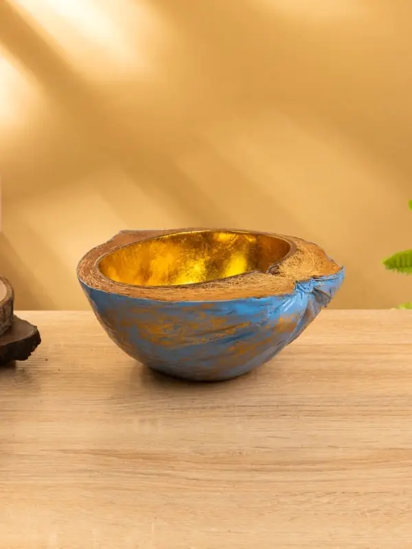 Чаша из кокоса, 22×19×10 см, сине-золотая Чаша из кокоса, 22×19×10 см, сине-золотая