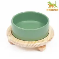Миска, 300 мл, 13&times;5 см, на подставке, керамика, серо-зелёная