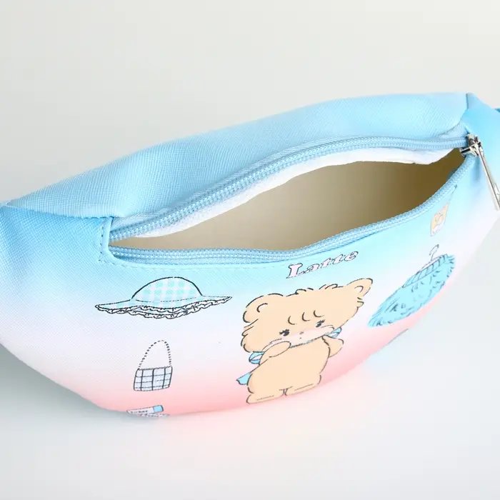 Сумка поясная детская для девочки на молнии, голубая, розовая