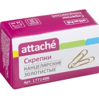 Скрепки Attache омедненные, 28 мм,негофрированные, золотистые, 50 шт/уп