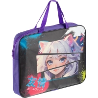 Папка для тетрадей школьн.А4 с ручками ШИРОКАЯ,ПШ-11,ДЕВУШКА С УШКАМИ 2025