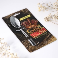 Ложка чайная с гравировкой «Girl boss», на подарочной открытке, 3 х 14 см.