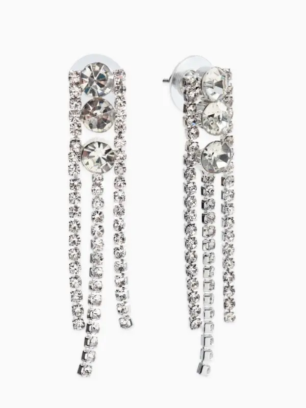 Набор 2 предмета: серьги, колье со стразами &laquo;Лёд. Круги&raquo;, d=13.5 см, белый в серебре