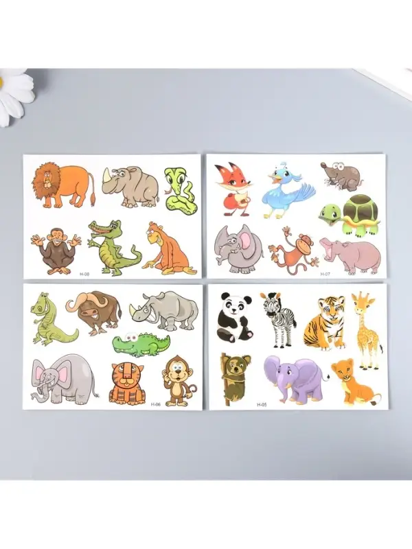 Татуировка на тело цветная "Забавные звери" 11,5х8 см МИКС