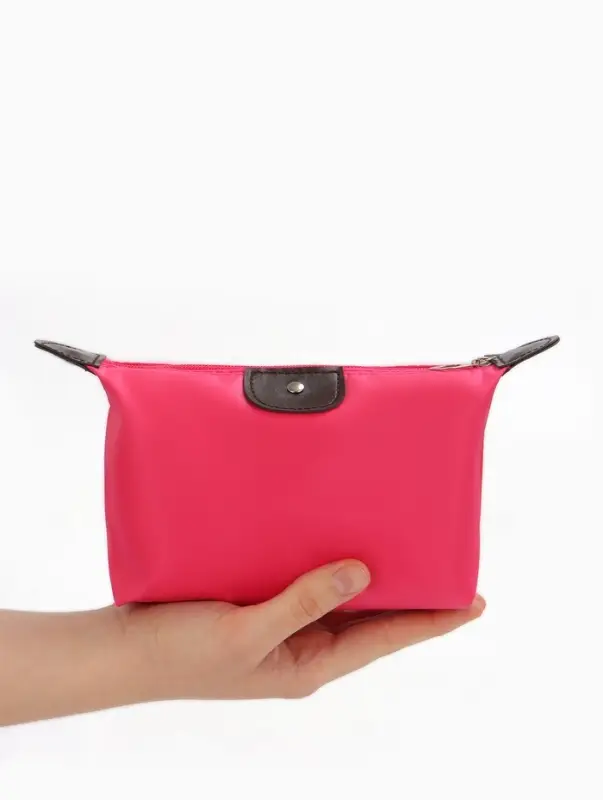 Косметичка простая на молнии, маленькая, розовая