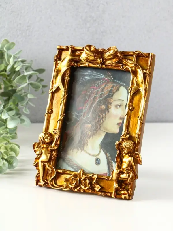 Фоторамка полистоун 10х15 см Фоторамка полистоун 10х15 см "Ангелы с бантом" бронза 20х16,5х2,5 см