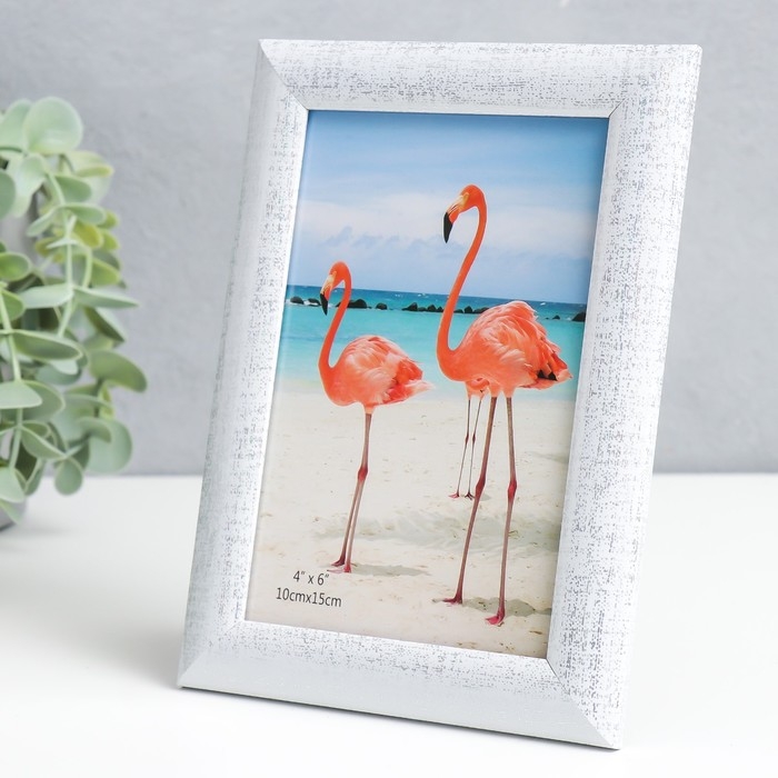 Фоторамка пластик 10х15 см Фоторамка пластик 10х15 см "Серебряная патина на белом" 18х13 см