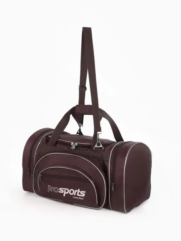 Сумка дорожная на молнии, 4 наружных кармана, длинный ремень, коричневая Сумка дорожная на молнии, 4 наружных кармана, длинный ремень, коричневая