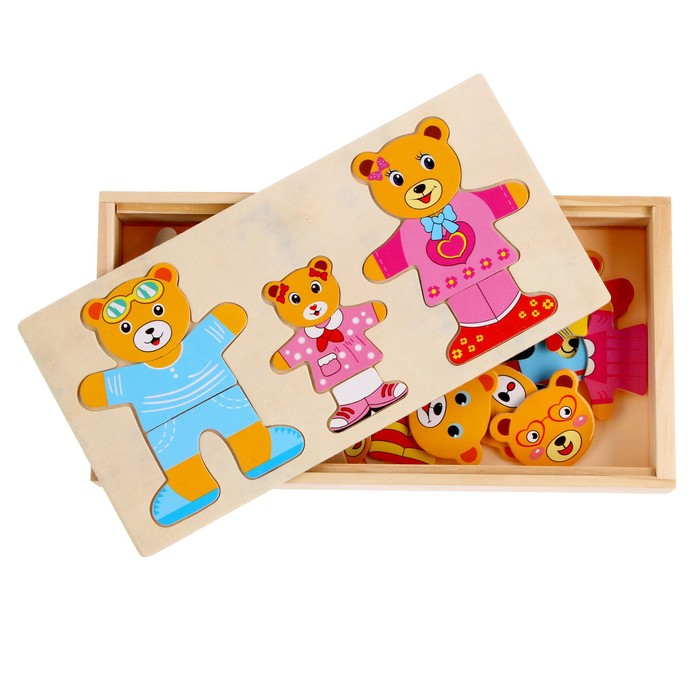 Игрушка развивающая «Переодень мишку» 3,5 × 26,5 × 13,5 см, 54 детали