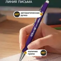 Стираемая ручка, шариковая, автоматическая, синий стержень, узел 0.8 мм, прорезиненный квадратный корпус, МИКС