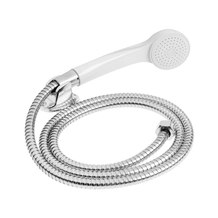 Набор для душа ZEIN Z0103, шланг 150 см, гайки пластик, лейка 1 режим, держатель, белый Набор для душа ZEIN Z0103, шланг 150 см, гайки пластик, лейка 1 режим, держатель, белый