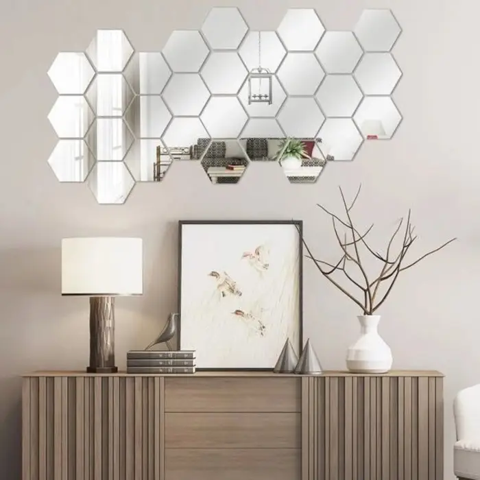 Зеркало настенное &laquo;Соты&raquo;, на клеевой основе, акриловое, 12 шт., 16&times;18 см