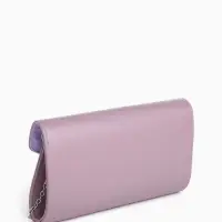 Сумка-клатч женская вечерняя на магните, на длинной цепочке, с декоративным элементом, однотонная, фиолетовая