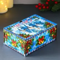 Шкатулка-ящик  самосборный малый с символом года "Тройка", 20х13,6х8 см