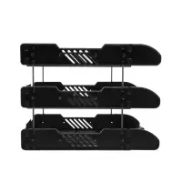 Набор лотков для бумаг, 3 штуки, горизонтальные, на металлических стержнях, чёрные