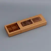 Коробка для 10 конфет, крафт, 9.8×22×3.5 см
