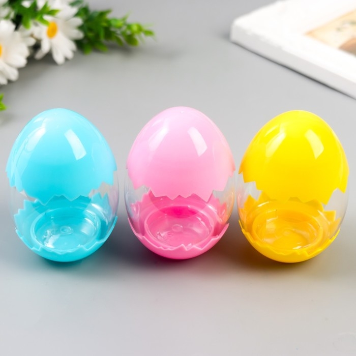 Баночка для скрапбукинга пластик Баночка для скрапбукинга пластик "Яйцо со скорлупой" 157 мл цв.крышка МИКС 9,6х6х6 см