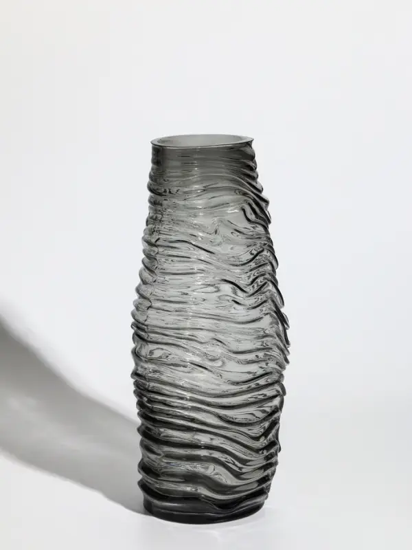Ваза стекло настольная  Ваза стекло настольная "Ванесса" полосы, 30х12 см, серый