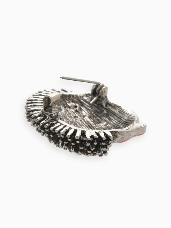 Брошь-кулон &laquo;Ёжик мечтатель&raquo;, белый, розовый в чернёном в серебре