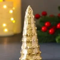 Свеча "Ёлочка с шариками "45*102 мм, лак, золото