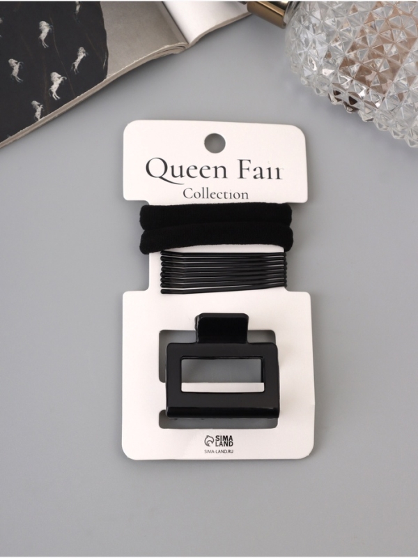 Набор для волос «Вивьен», 2 резинки 5.5 см, 8 невидимок 5.5 см, краб 4 см, объём, чёрный Набор для волос «Вивьен», 2 резинки 5.5 см, 8 невидимок 5.5 см, краб 4 см, объём, чёрный