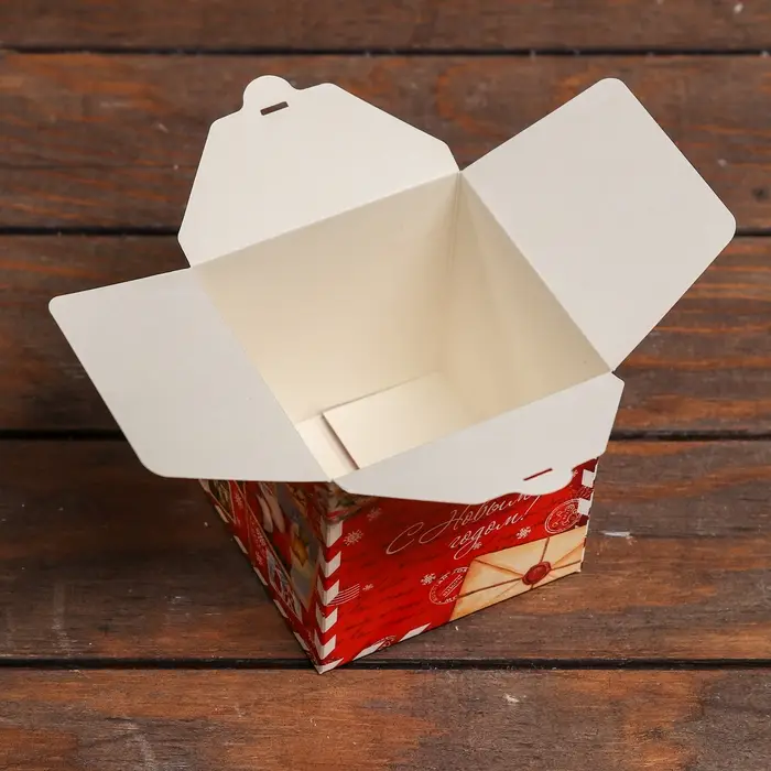 Коробка складная, подарочная новогодняя «Дед Мороз» 10×10×10 см Коробка складная, подарочная новогодняя «Дед Мороз» 10×10×10 см