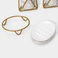 Аксессуары для ванной SAVANNA &laquo;Геометрика&raquo;, 3 предмета, мыльница, дозатор для мыла 290 мл, стакан, белые