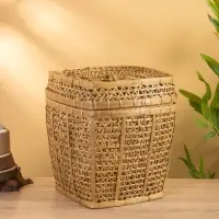 Корзина плетёная "Баскет" бамбук 27х27х37 см, светлая Корзина плетёная "Баскет" бамбук 27х27х37 см, светлая