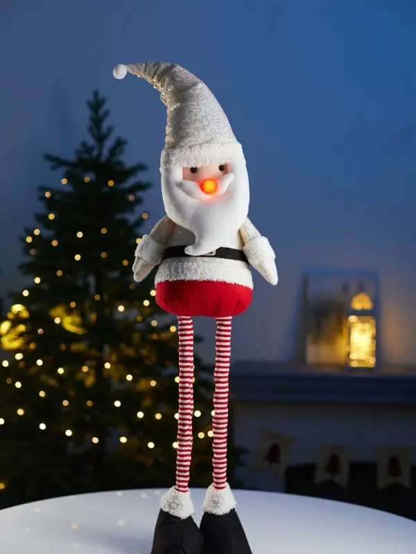 Светодиодная фигура &laquo;Дед Мороз&raquo; 55-84 см, текстиль, телескопические ножки, 1 LED, от батареек LR1130&times;3, свечение тёплое белое