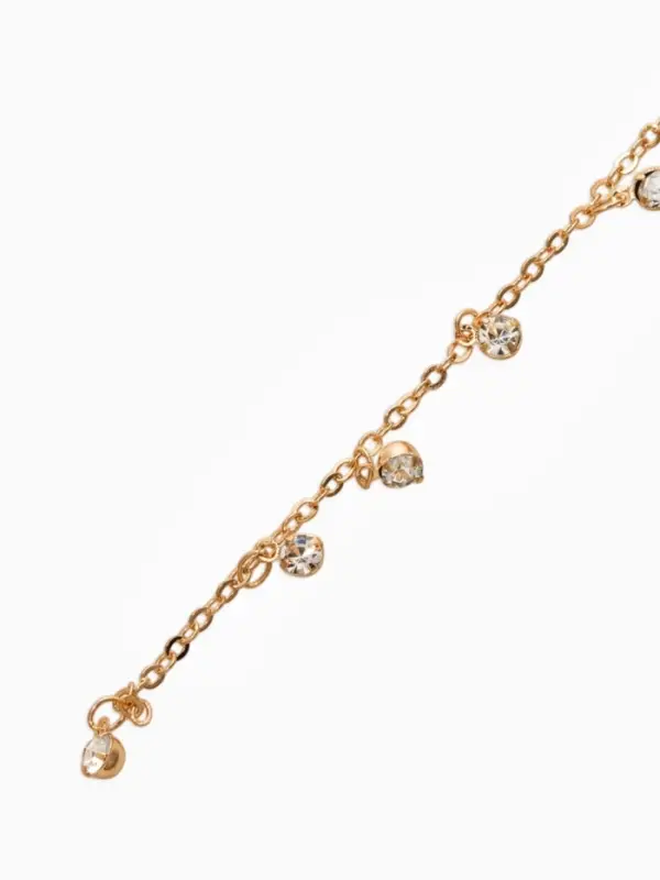 Цепочка со стразами 4 мм. L=100 см, мелкое плетение 2*1,8 мм, цвет золото