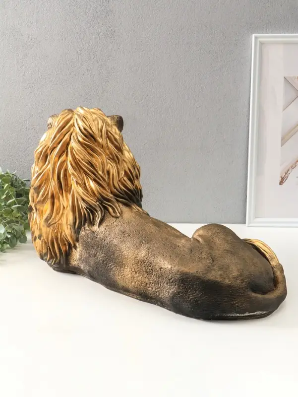 Фигура гипс &laquo;Лев лежа&raquo;, правый, бронза с золотом, 33&times;65&times;33 см