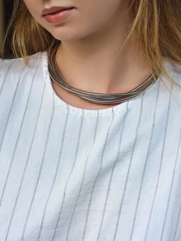 Чокер «Многослойный» крупный металлический, цвет серебро