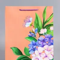 Пакет подарочный ламинированный &laquo;Цветы эмоций&raquo;, персиковый, 26&times;12&times;32 см