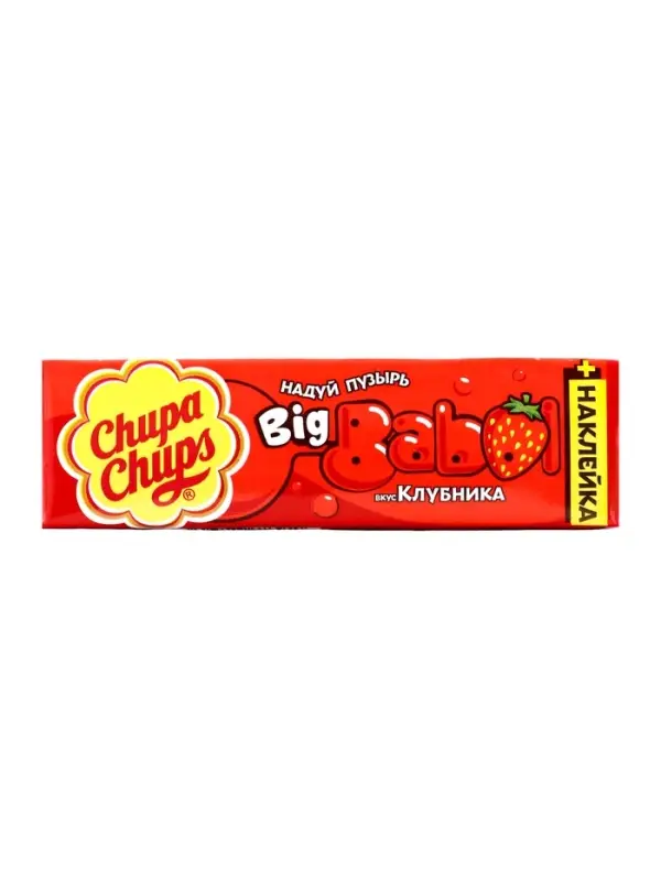 Жевательная резинка Chupa-Chups big babol клубника, 20 г Жевательная резинка Chupa-Chups big babol клубника, 20 г