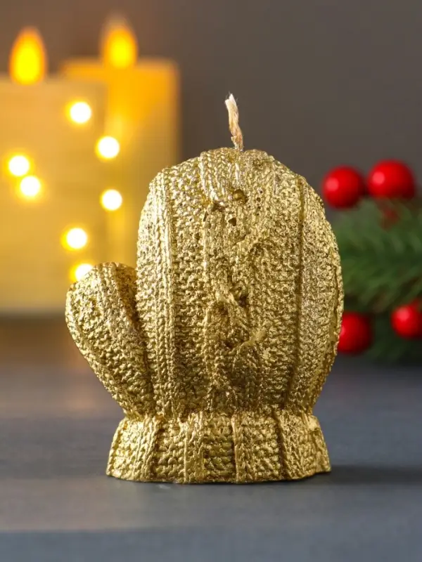 Свеча декоративная &laquo;Варежка&raquo;, лак золото