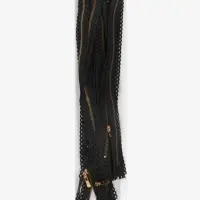 Молния металлическая, №3, неразъёмная, замок автомат, 60 см, декоративная, чёрная