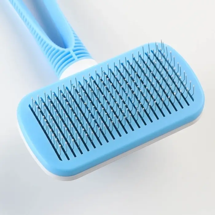 Пуходёрка Пижон Premium, 10&times;19 см, с каплями, с самоочисткой, облегчённая, пластик, голубая