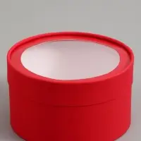 Набор подарочных коробок 2 в 1 круглых, красная, с окном, 21&times;11 - 18&times;10 см