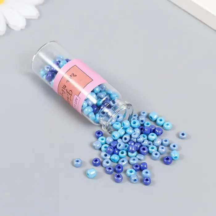 Бисер 6/0 в бутылочке  Бисер 6/0 в бутылочке "Оттенки ночного неба" 20 гр керамический блеск 6х2х2 см