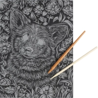 Гравюра Скретчинг 18x24 см корги, набор МУЛЬТИ АРТ SCRETCH-111537