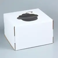 Коробка под торт с окном, &laquo;Пироженка&raquo;, с усиленным дном, белая, 30&times;30&times;19 см