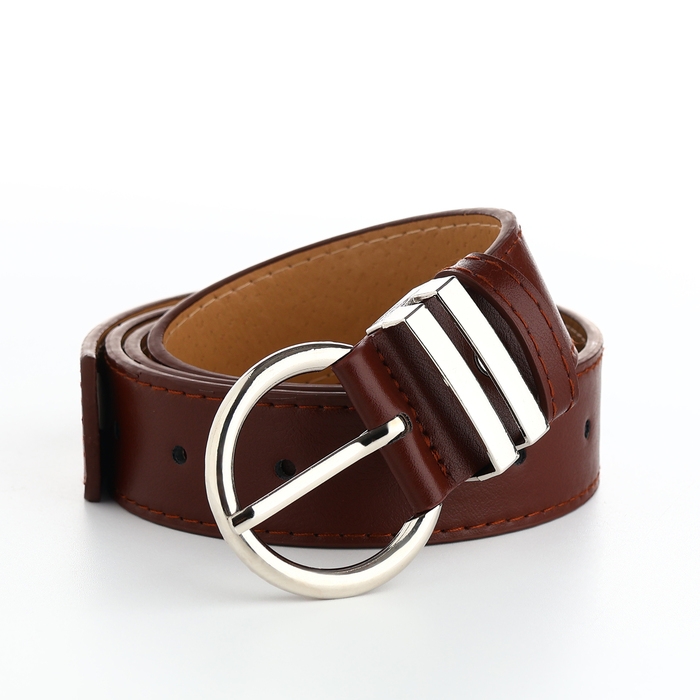 Ремень женский, ширина 3,5, винт, пряжка металл, цвет коричневый