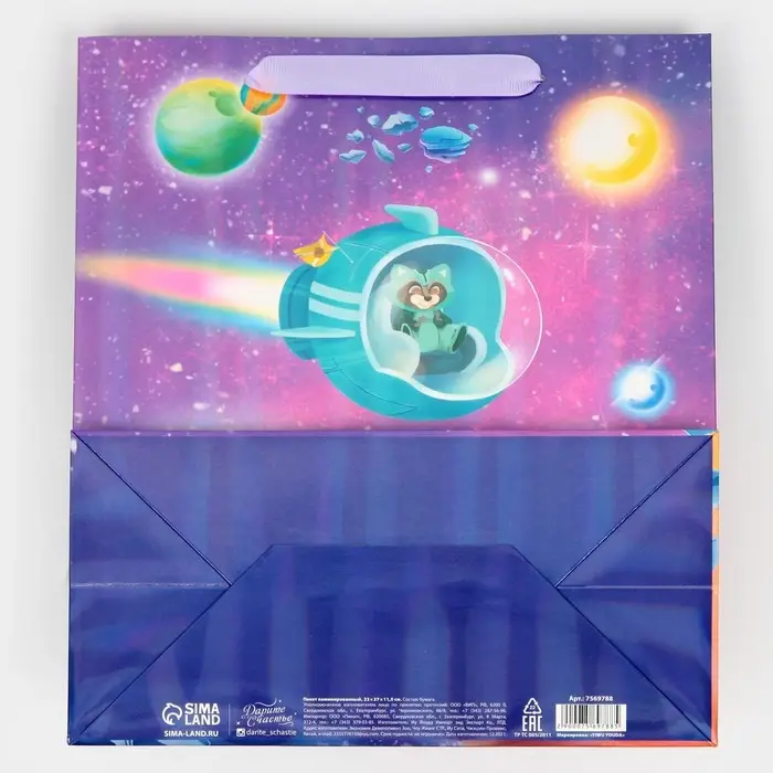 Пакет подарочный ламинированный, упаковка, «Ты просто космос», радужная голография, ML 23 х 27 х 11.5 см